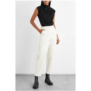 Iris + Ink Fabienne Pleated Organic Cotton-Jersey Top